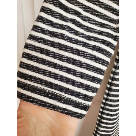 Women's T by Talbots Terry Knit Black/White Striped Dress Lace Up Back | Size M - Picture 5 of 7
